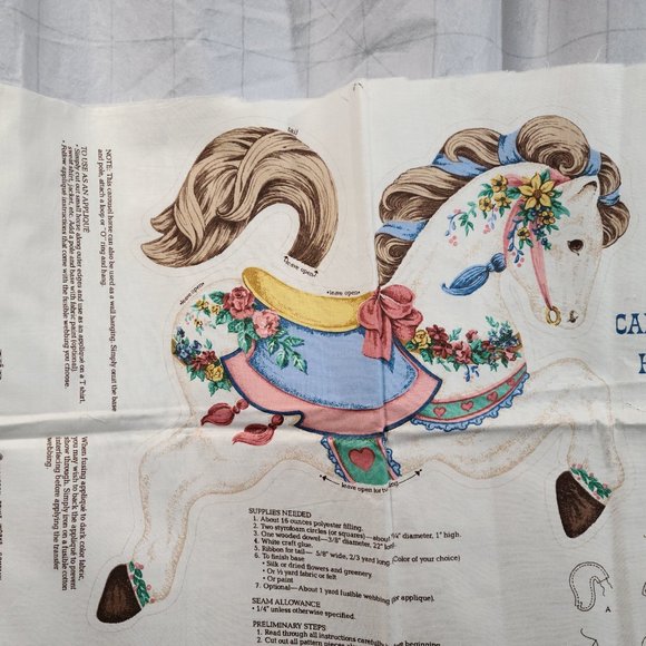 Carousel Horse/Fabric Craft Panel & Applique/2 panels VTG - Picture 1 of 7